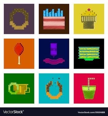 Assembly of flat shading style pixel icon fast vector image