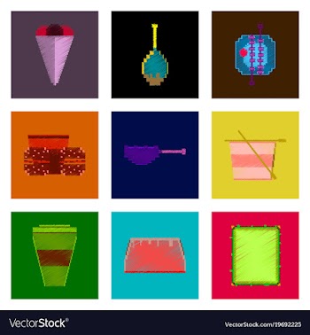 Assembly of flat shading style pixel icon fast vector image
