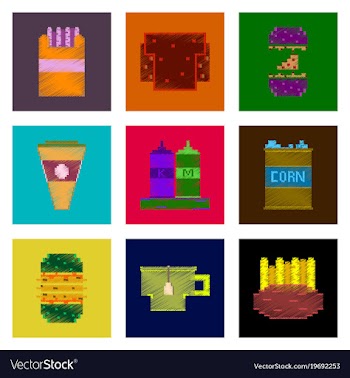 Assembly of flat shading style pixel icon fast vector image