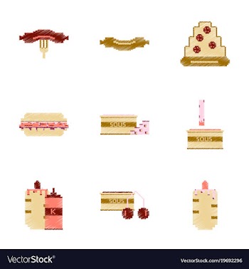 Assembly of flat shading style pixel icon fast vector image