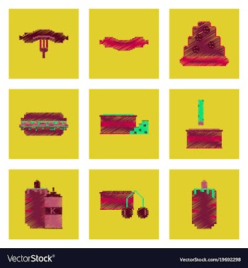 Assembly of flat shading style pixel icon fast vector image