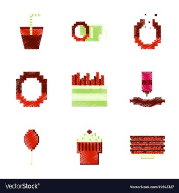 Assembly of flat shading style pixel icon fast vector image