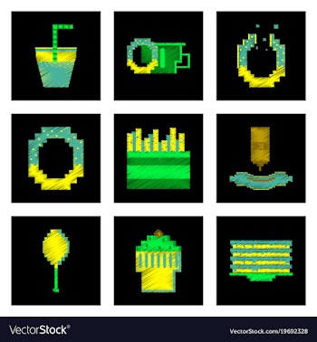 Assembly of flat shading style pixel icon fast vector image