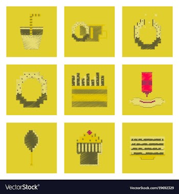 Assembly of flat shading style pixel icon fast vector image