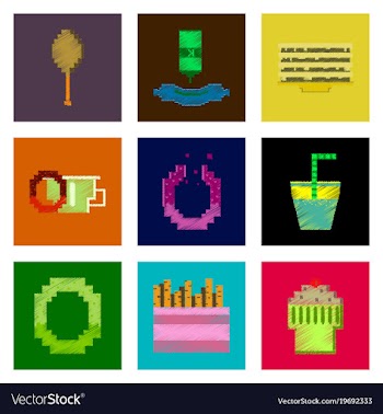 Assembly of flat shading style pixel icon fast vector image