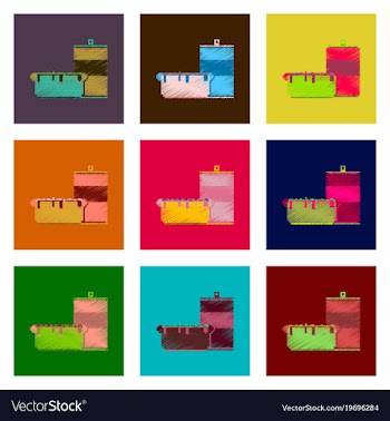 Assembly of flat shading style pixel icon fast vector image