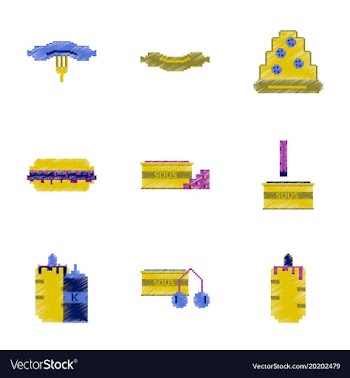 Assembly of flat shading style pixel icon fast vector image