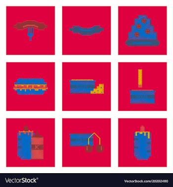 Assembly of flat shading style pixel icon fast vector image