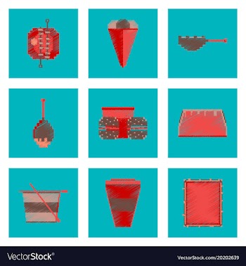 Assembly of flat shading style pixel icon fast vector image