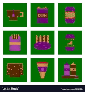 Assembly of flat shading style pixel icon fast vector image