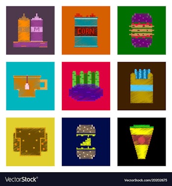 Assembly of flat shading style pixel icon fast vector image