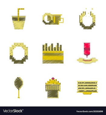 Assembly of flat shading style pixel icon fast vector image