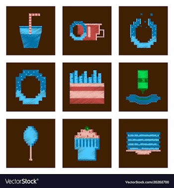 Assembly of flat shading style pixel icon fast vector image