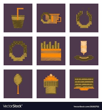 Assembly of flat shading style pixel icon fast vector image