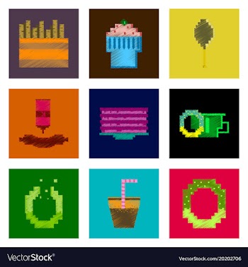 Assembly of flat shading style pixel icon fast vector image