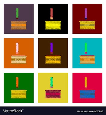 Assembly of flat shading style pixel icon french vector image