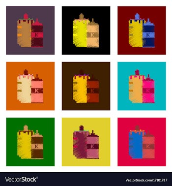 Assembly of flat shading style pixel icon french vector image