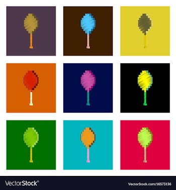 Assembly of flat shading style pixel icon fried vector image