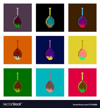 Assembly of flat shading style pixel icon fried vector image