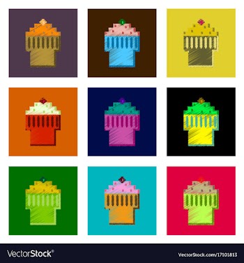 Assembly of flat shading style pixel icon fruit vector image
