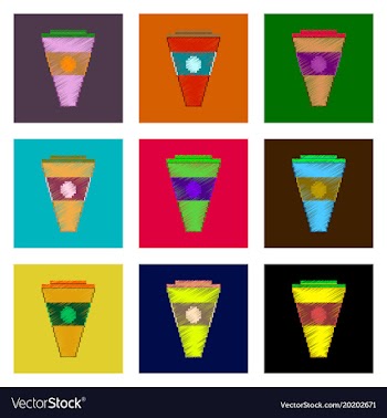 Assembly of flat shading style pixel icon glass vector image