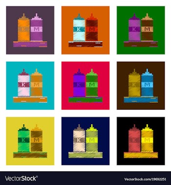 Assembly of flat shading style pixel icon ketchup vector image