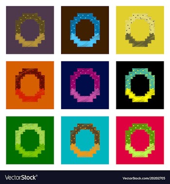 Assembly of flat shading style pixel icon pretzel vector image