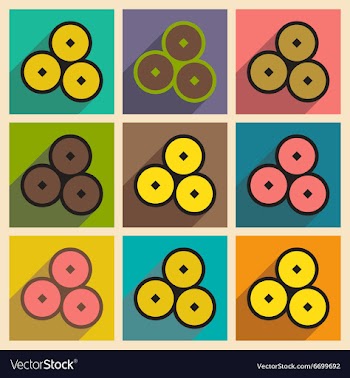 Assembly of icons Chinese bells vector image