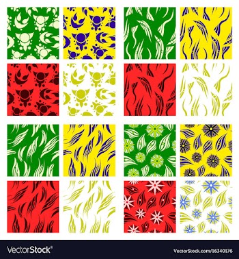 Assembly of patterns in bright style vector image