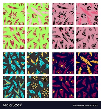 Assembly of patterns in bright style vector image