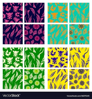 Assembly of patterns in bright style vector image