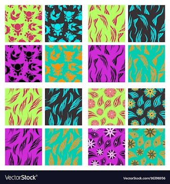 Assembly of patterns in bright style vector image