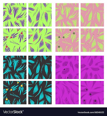Assembly of patterns in flower style vector image