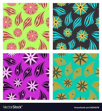 Assembly of patterns in flower style vector image