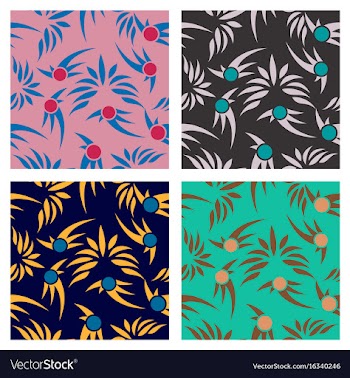 Assembly of patterns in flower style vector image