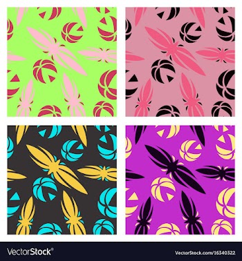 Assembly of patterns in flower style vector image