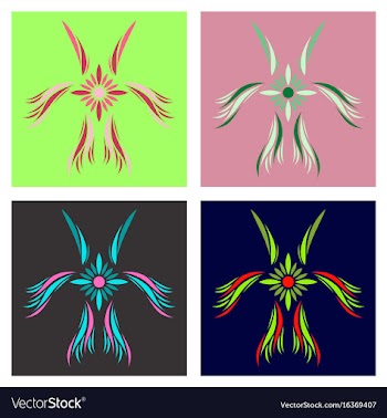 Assembly of patterns in flower style vector image