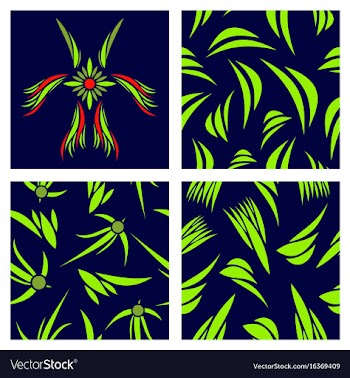 Assembly of patterns in flower style vector image