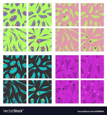 Assembly of patterns in flower style vector image