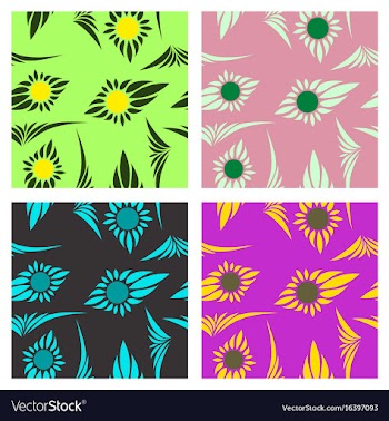 Assembly of patterns in flower style vector image