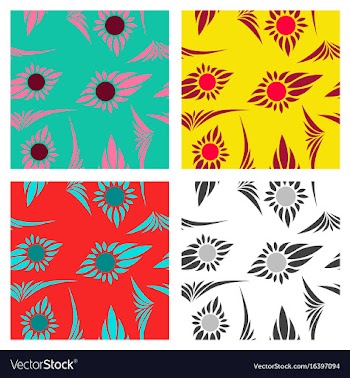 Assembly of patterns in flower style vector image