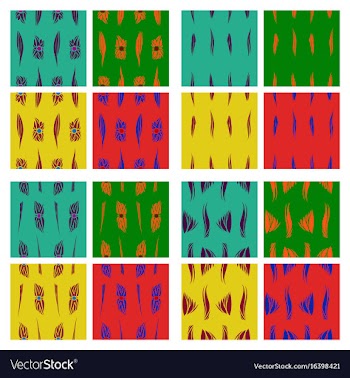 Assembly of patterns in flower style vector image