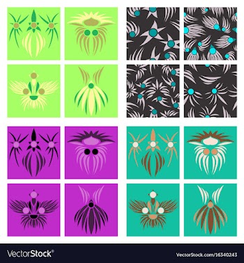 Assembly of patterns in oriental style vector image