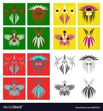 Assembly of patterns in oriental style vector image