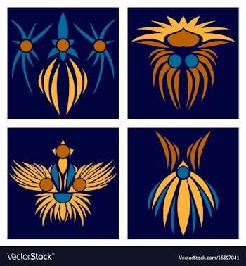 Assembly of patterns in oriental style vector image