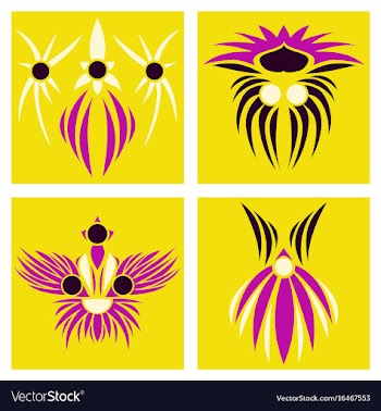 Assembly of patterns in oriental style vector image