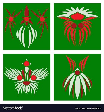 Assembly of patterns in oriental style vector image