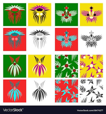 Assembly of patterns in oriental style vector image