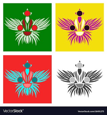 Assembly of patterns in oriental style vector image