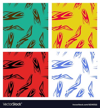 Assembly of patterns in striped style vector image